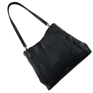 KATE SPADE! BLACK PEBBLED GENUINE LEATHER 3 COMPARTMENT SHOULDER BAG PURSE, BAG!
